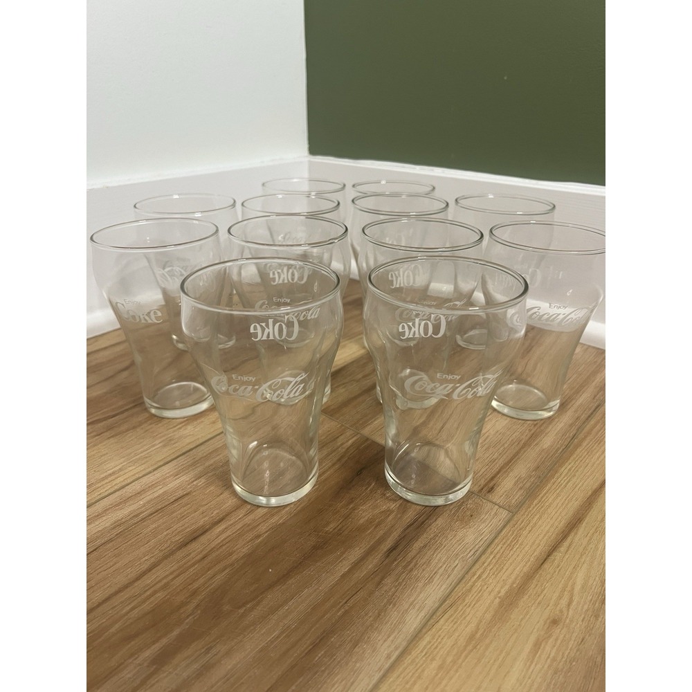 Enjoy Coca-Cola 5" Inch Clear Drinking‎ Glass Lot Collectible Vintage Ware
